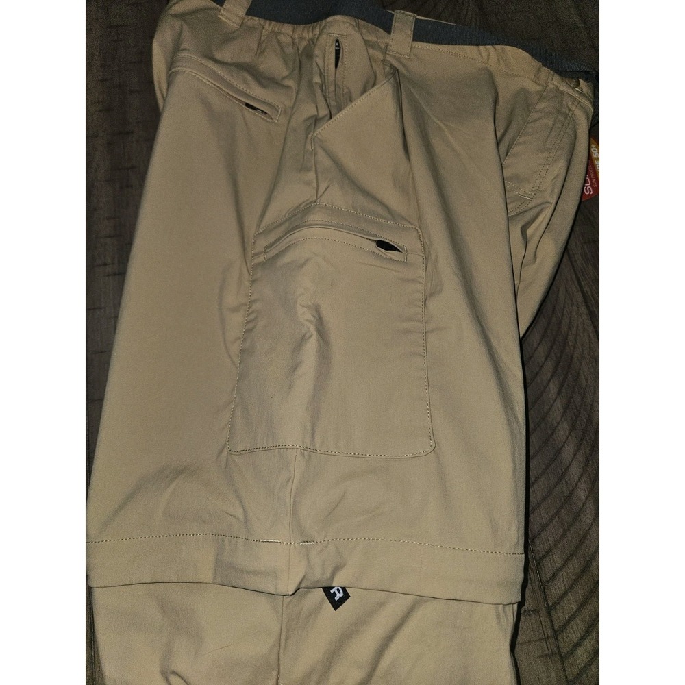 LL Bean Hiking Pant Men M Khaki Outdoor Convertible Zip Off Gorpcore Fish UPF 50 - Picture 11 of 11